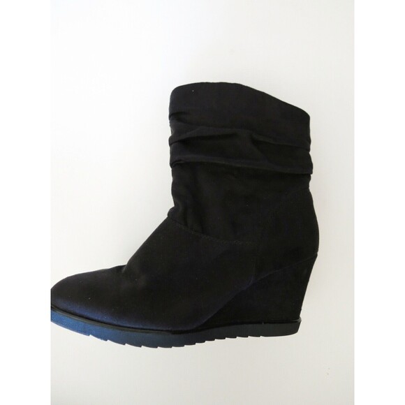 Merona wedge heel faux suede slouchy pleated gathered boots shoes bootie 10 - Picture 4 of 9